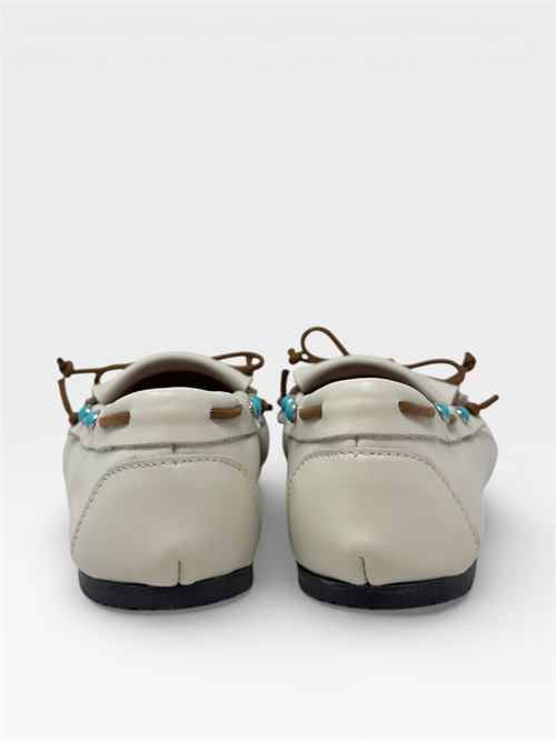 Mocassini con Frange in Pelle Bianca IL LACCIO | 4500MOUSSEAVORIO